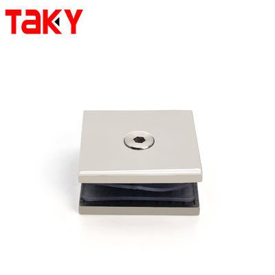 Buen precio Abrazadera de puerta de vidrio de ducha cuadrada con orificio único de 0 grados, abrazadera de montaje de pared a vidrio para baño en línea