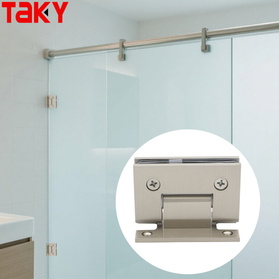 Bisagra de pivote para puerta de ducha de vidrio con montaje en pared y placa trasera en H de 90 grados, material acero satinado