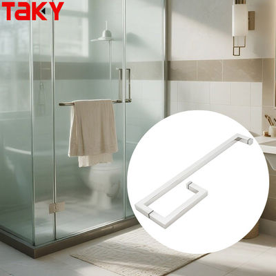 Buen precio L Shape Square Steel Shower Glass Door Pull Handles Glass Door Handle en línea