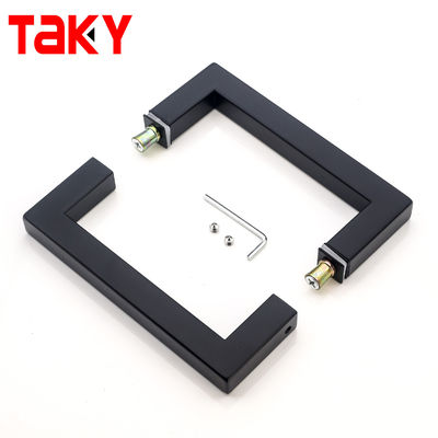 Moderno SS304 de acero inoxidable manija de puerta de cristal de ducha con 203 * 203 * 19 * 1.0mm Tamaño y acabado de níquel pulido / cepillado / negro