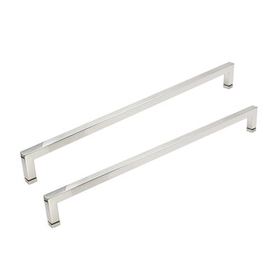 Buen precio Tirador de puerta de ducha cuadrado plateado de acero inoxidable, barra de toalla, manija de puerta de vidrio corrediza en línea