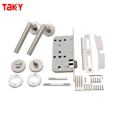 Buen precio Manija para puerta de vidrio de ducha con acabado de níquel satinado con juego de cerradura tubular de acero inoxidable 304 y núcleo de cerradura C-Level en línea