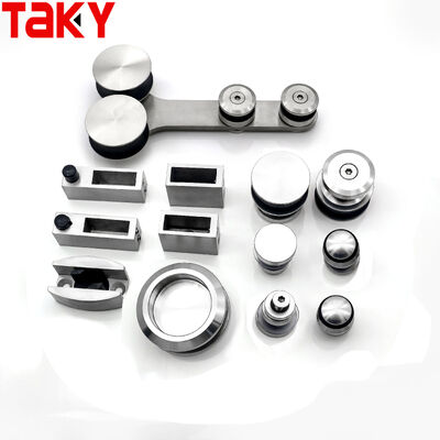 Buen precio Kit de herrajes para puerta de ducha sin marco de acero inoxidable 304 con capacidad de carga de 80-120 kg y riel de polea silenciosa en línea