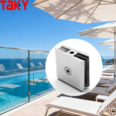 Buen precio Acero inoxidable de 180 grados 316 puertas de cristal para 8-12 mm de espesor de cristal pinzas de esquina en línea