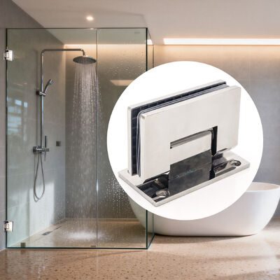 Buen precio Bisagra de puerta de cristal montada en la pared de la ducha de la esquina cuadrada de 90 grados de la puerta de cristal de la pantalla del pivote en línea