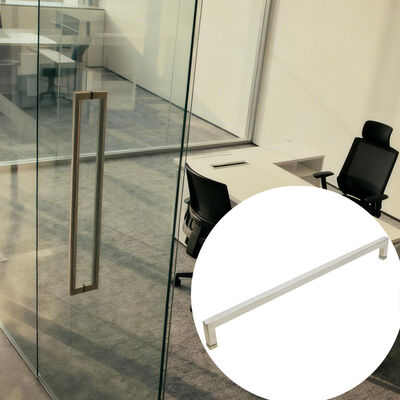 Buen precio Mano de puerta de vidrio moderno de acero inoxidable SS304 Cuadrado Matt Plata Mano de puerta de ducha en línea