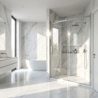 Buen precio Puerta de ducha de acero inoxidable fabricada, rodillos deslizantes, herrajes para puertas corredizas de vidrio para baño en línea